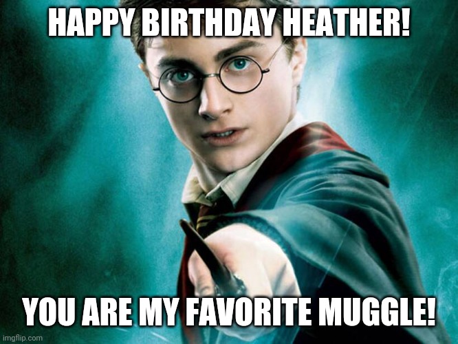 Harry Potter | HAPPY BIRTHDAY HEATHER! YOU ARE MY FAVORITE MUGGLE! | image tagged in happy birthday | made w/ Imgflip meme maker