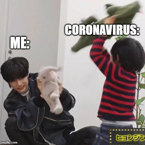 skz corona | CORONAVIRUS:; ME: | image tagged in kpop,coronavirus | made w/ Imgflip meme maker
