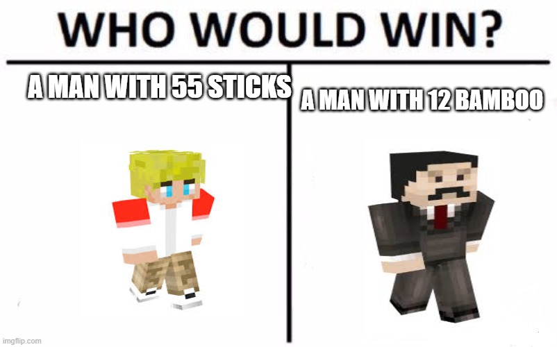 if you know you know | A MAN WITH 55 STICKS; A MAN WITH 12 BAMBOO | image tagged in memes,who would win | made w/ Imgflip meme maker