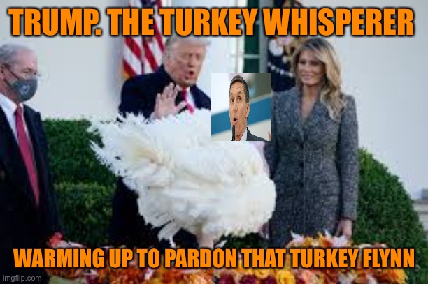 Trump doing what he loves best, playing God | TRUMP. THE TURKEY WHISPERER; WARMING UP TO PARDON THAT TURKEY FLYNN | image tagged in donald trump,turkey,michael flynn,pardon,voter fraud,liar | made w/ Imgflip meme maker