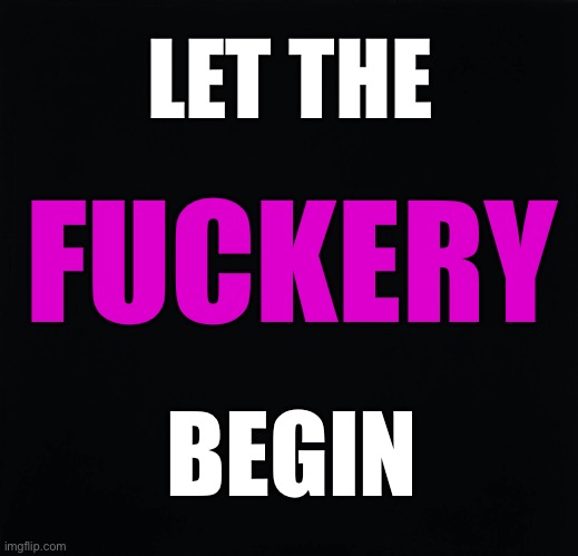 Fuckery | LET THE; FUCKERY; BEGIN | image tagged in fuck,kinky,fucking | made w/ Imgflip meme maker
