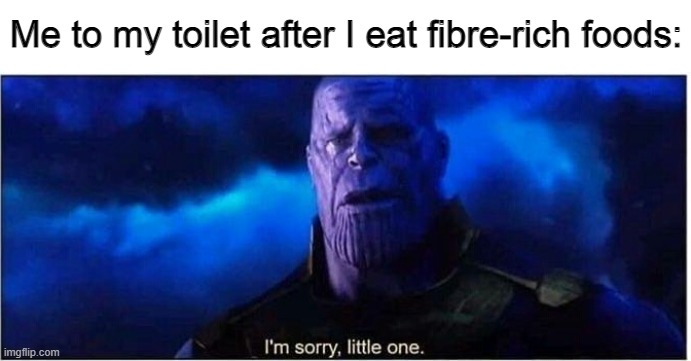 Looking at you Taco Bell | Me to my toilet after I eat fibre-rich foods: | image tagged in thanos i'm sorry little one,food,diarrhea,toilet humour,toilet humor | made w/ Imgflip meme maker