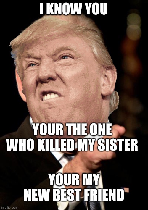 I KNOW YOU; YOUR THE ONE WHO KILLED MY SISTER; YOUR MY NEW BEST FRIEND | image tagged in bruh | made w/ Imgflip meme maker