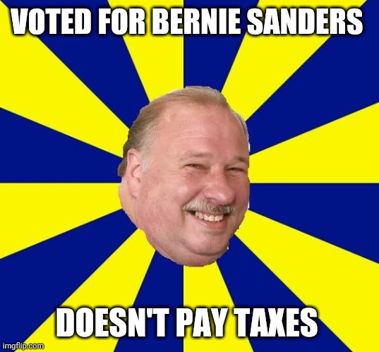 You need to more taxes | VOTED FOR BERNIE SANDERS; DOESN'T PAY TAXES | image tagged in mark halburn | made w/ Imgflip meme maker