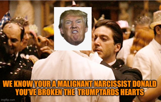 I know it was you Fredo | WE KNOW YOUR A MALIGNANT NARCISSIST DONALD 
YOU’VE BROKEN THE  TRUMPTARDS HEARTS | image tagged in i know it was you fredo | made w/ Imgflip meme maker