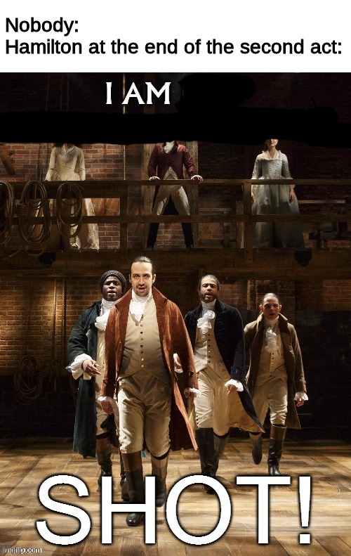ah yes, dark humor | Nobody:
Hamilton at the end of the second act: | image tagged in hamilton i am not throwing away my shot | made w/ Imgflip meme maker