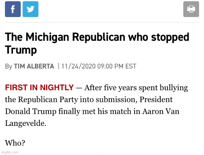 The Michigan Republican who stopped Trump | image tagged in the michigan republican who stopped trump | made w/ Imgflip meme maker