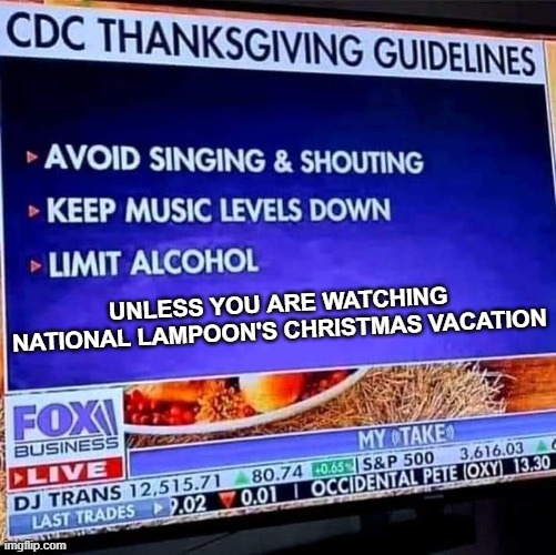 Holiday restrictions | UNLESS YOU ARE WATCHING NATIONAL LAMPOON'S CHRISTMAS VACATION | image tagged in national lampoon christmas vacation,covid,holiday restrictions,holidays,gathering,party | made w/ Imgflip meme maker