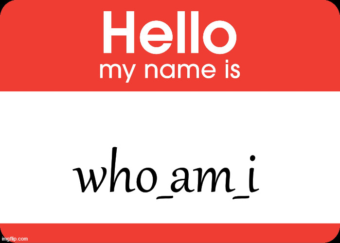 Hello My Name Is | who_am_i | image tagged in hello my name is | made w/ Imgflip meme maker