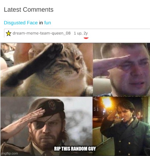 The Group Salute | RIP THIS RANDOM GUY | image tagged in the group salute | made w/ Imgflip meme maker