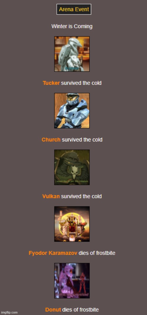Day 3 (arena 1) | image tagged in hunger games | made w/ Imgflip meme maker