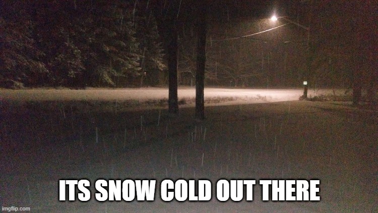 snow | ITS SNOW COLD OUT THERE | image tagged in funny memes | made w/ Imgflip meme maker