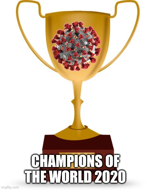 Blank Trophy | CHAMPIONS OF THE WORLD 2020 | image tagged in blank trophy | made w/ Imgflip meme maker