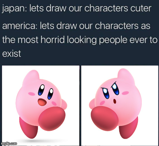 Just to make things more comparable. | image tagged in japan v america,japan,america,kirby | made w/ Imgflip meme maker