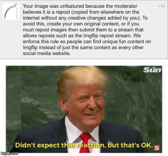 And just like that, original content matters. | image tagged in memes,politics,imgflip,donald trump,voter fraud | made w/ Imgflip meme maker