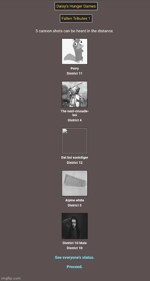 Fallen Tributes 1 ||How did I mess up Insanity's name|| | made w/ Imgflip meme maker