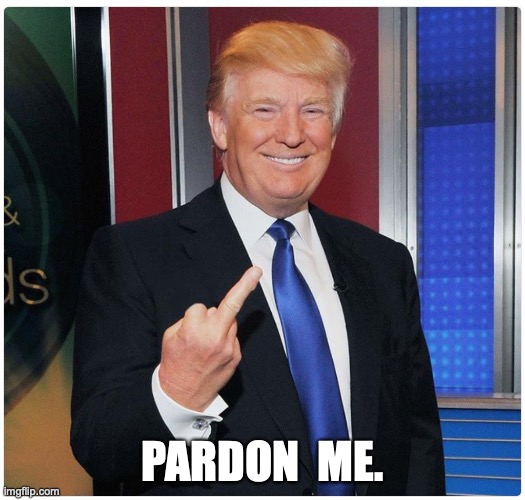 PARDON  ME. | image tagged in trump,pardon | made w/ Imgflip meme maker