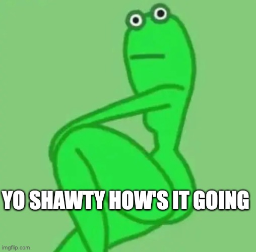 smexy frog |  YO SHAWTY HOW'S IT GOING | image tagged in frog,flirty meme | made w/ Imgflip meme maker