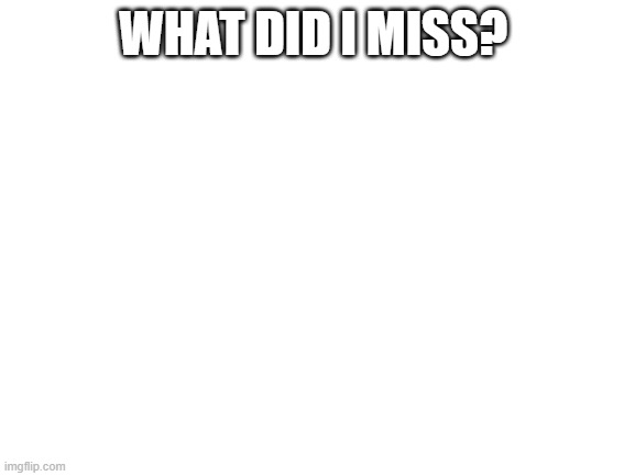 I'm guessing I missed a lot? | WHAT DID I MISS? | image tagged in blank white template | made w/ Imgflip meme maker