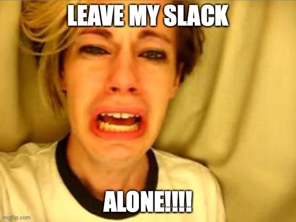 Leave Slack Alone | LEAVE MY SLACK; ALONE!!!! | image tagged in slack | made w/ Imgflip meme maker
