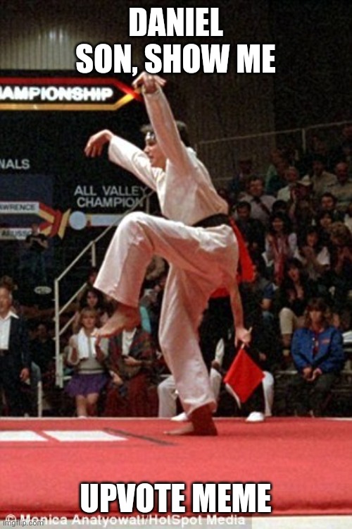 Karate kid | DANIEL SON, SHOW ME; UPVOTE MEME | image tagged in karate kid | made w/ Imgflip meme maker