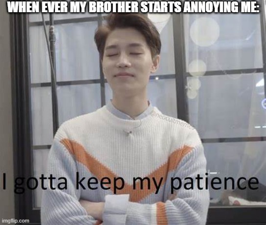 Cause like if i even raise my voice a bit at my brother, my mum will come and whoop my arse. | WHEN EVER MY BROTHER STARTS ANNOYING ME: | made w/ Imgflip meme maker