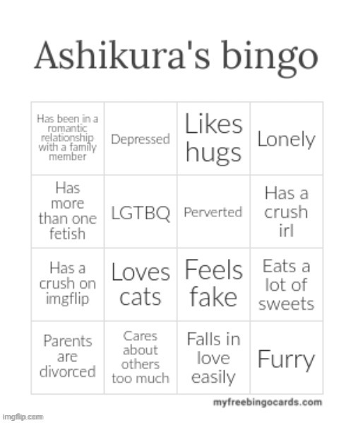 Ashikuras bingo, not my bingo, this is now a public template | image tagged in ashikura's bingo | made w/ Imgflip meme maker