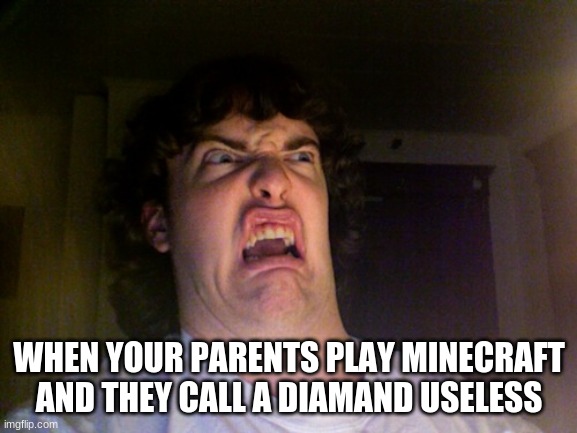 bruh | WHEN YOUR PARENTS PLAY MINECRAFT AND THEY CALL A DIAMAND USELESS | image tagged in memes,oh no | made w/ Imgflip meme maker