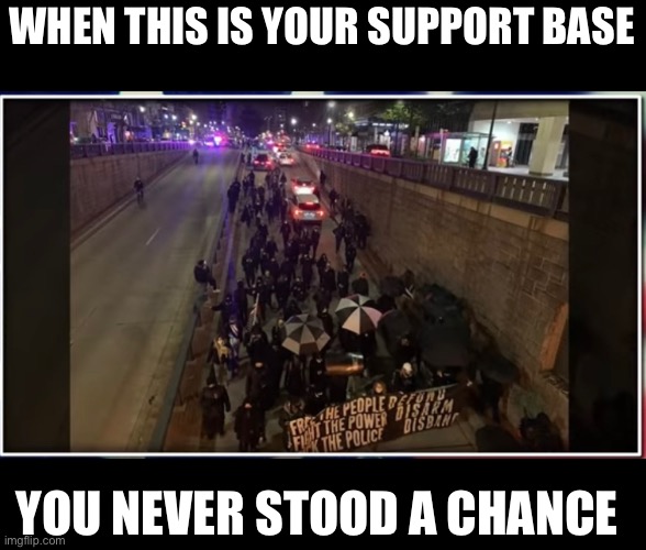 WHEN THIS IS YOUR SUPPORT BASE YOU NEVER STOOD A CHANCE | made w/ Imgflip meme maker