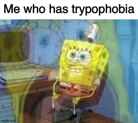 Inside Screaming Spongebob | Me who has trypophobia | image tagged in inside screaming spongebob | made w/ Imgflip meme maker