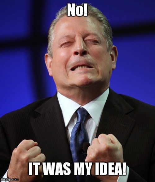 Al gore | No! IT WAS MY IDEA! | image tagged in al gore | made w/ Imgflip meme maker