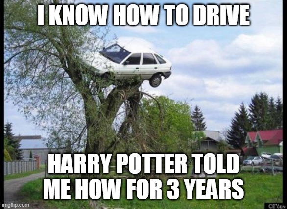 do you really? i don't think so.. | I KNOW HOW TO DRIVE; HARRY POTTER TOLD ME HOW FOR 3 YEARS | image tagged in memes,secure parking | made w/ Imgflip meme maker