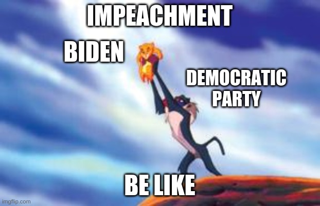 If Biden Wins | IMPEACHMENT; BIDEN; DEMOCRATIC
PARTY; BE LIKE | image tagged in lion king cub | made w/ Imgflip meme maker