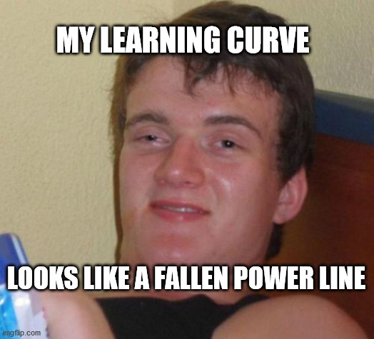 10 Guy Meme | MY LEARNING CURVE; LOOKS LIKE A FALLEN POWER LINE | image tagged in memes,10 guy | made w/ Imgflip meme maker