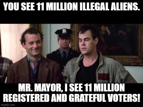 YOU SEE 11 MILLION ILLEGAL ALIENS. MR. MAYOR, I SEE 11 MILLION REGISTERED AND GRATEFUL VOTERS! | made w/ Imgflip meme maker