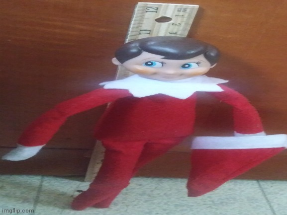 Day 1: Found my Elf on the Shelf measuring it's height | image tagged in elf on the shelf,weird,christmas | made w/ Imgflip meme maker