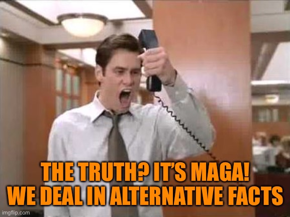 Liar Liar Stop Breaking The Law | THE TRUTH? IT’S MAGA! WE DEAL IN ALTERNATIVE FACTS | image tagged in liar liar stop breaking the law | made w/ Imgflip meme maker