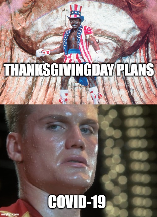 ThanksCovid |  THANKSGIVINGDAY PLANS; COVID-19 | image tagged in thanksgiving,covid,covid-19 | made w/ Imgflip meme maker