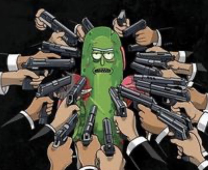 High Quality Pickle Rick Guns Blank Meme Template