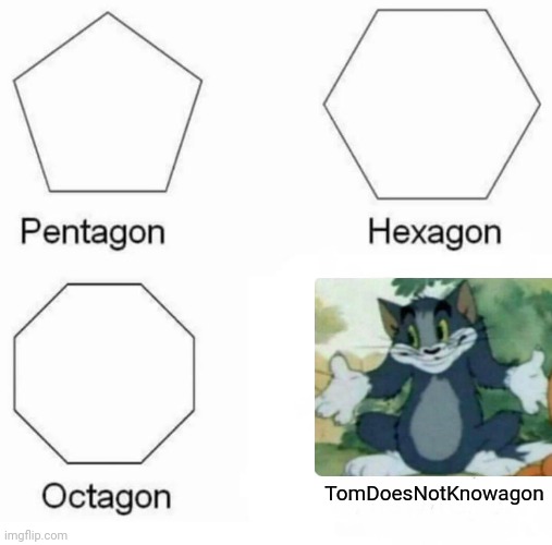 Pentagon,Hexagon,Octagon, And TomDoesNotKnowagon | TomDoesNotKnowagon | image tagged in memes,pentagon hexagon octagon | made w/ Imgflip meme maker