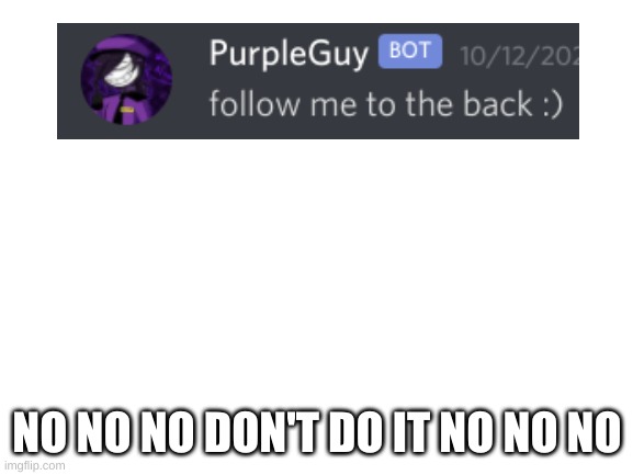 FNaF fans understand. If you don't, you don't. |  NO NO NO DON'T DO IT NO NO NO | image tagged in blank white template | made w/ Imgflip meme maker