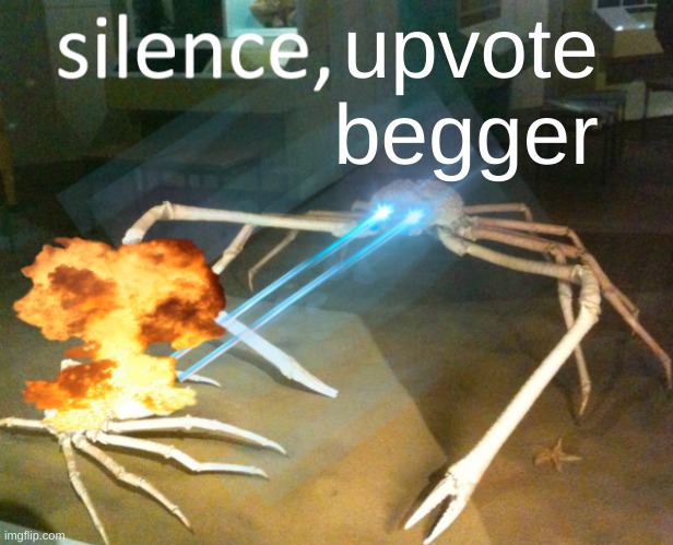 Silence Crab | upvote begger | image tagged in silence crab | made w/ Imgflip meme maker