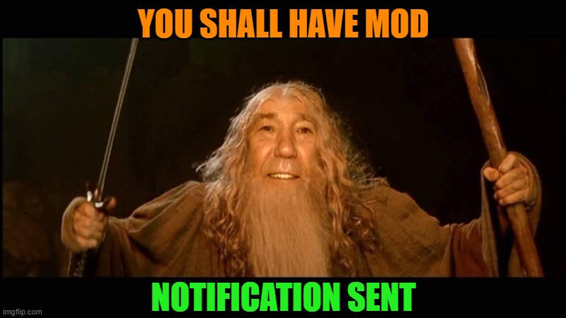 YOU SHALL HAVE MOD NOTIFICATION SENT | image tagged in you shall pass | made w/ Imgflip meme maker