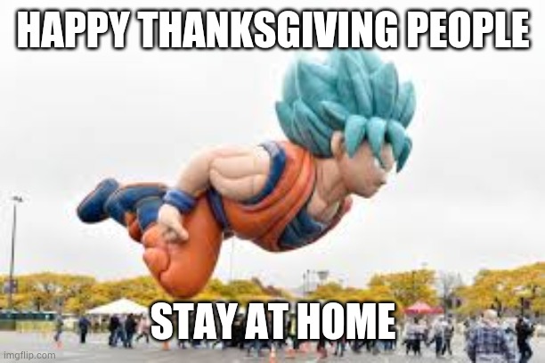 HAPPY THANKSGIVING PEOPLE; STAY AT HOME | image tagged in thanksgiving,dragon ball z | made w/ Imgflip meme maker