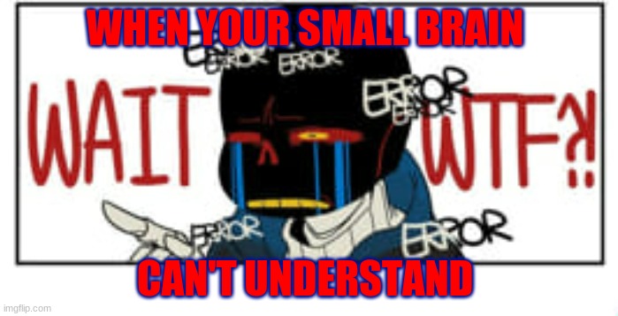 When your brain can't understand | WHEN YOUR SMALL BRAIN; CAN'T UNDERSTAND | image tagged in undertale | made w/ Imgflip meme maker