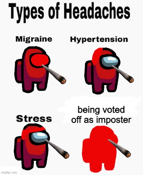 Among us types of headaches | being voted off as imposter | image tagged in among us types of headaches | made w/ Imgflip meme maker