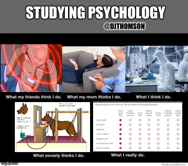 Psychology - what I think I do | STUDYING PSYCHOLOGY; @DJTHOMSON | image tagged in what people think i do,psychology,clinical psychologist,psychologystudent,psychologist,psychologymemes | made w/ Imgflip meme maker