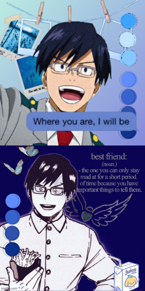Just two aesthetic board things I did! Tell me in the comments which one is better! | image tagged in bnha,iida | made w/ Imgflip meme maker