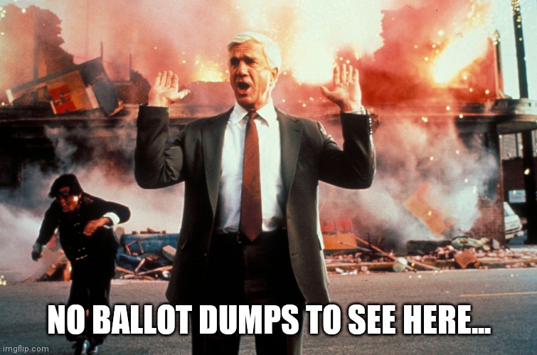 Nothing to see here | NO BALLOT DUMPS TO SEE HERE... | image tagged in nothing to see here | made w/ Imgflip meme maker