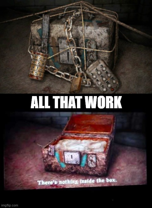 Box of hair | ALL THAT WORK | image tagged in box,silent hill,disappointment | made w/ Imgflip meme maker